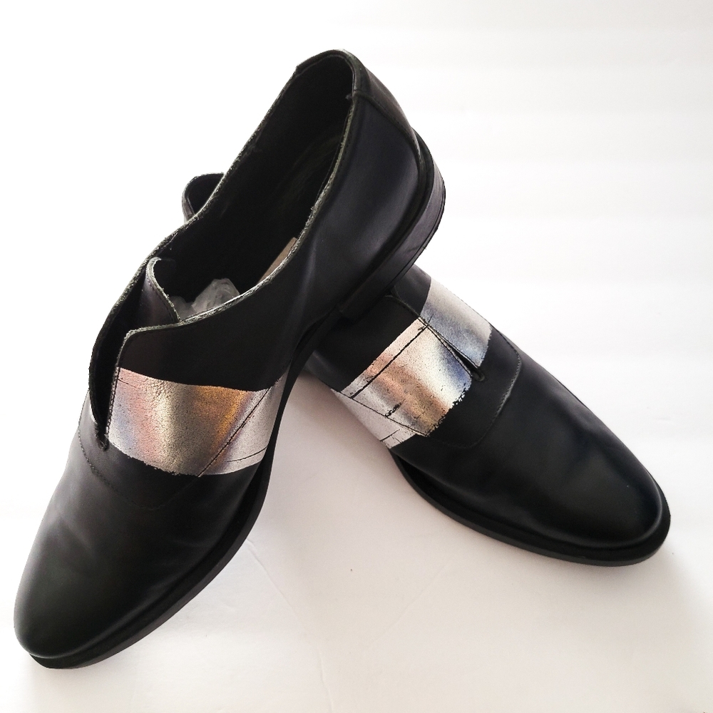 Miista Black and Silver Flats